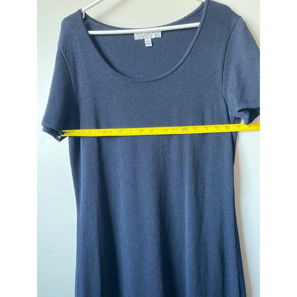 St. John Collection Black Wool Blend Short Sleeved Midi Dress- Size 10 - Picture 7 of 11